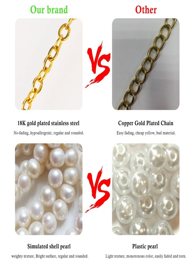 DAYANEY Pearl Bracelets for Women, Gold Bracelet, Silver Pearl Jewelry for Wedding, Dainty Daisy and Heart Bracelet Stocking Filler, Floral Prom Jewelry for Bridesmaid, 6 mm, Stainless Steel, Pearl - Image 5