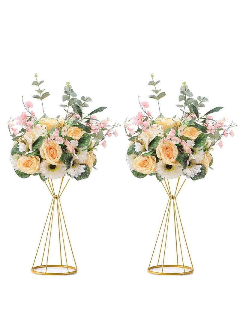 Generic Set of 2 Gold Flower Vases – Metal Column Vases for Wedding Centerpieces, Elegant Party and Event Decorations, Stylish Floral Stands for Tables, Modern Wedding Décor, Perfect for Special Occasions and Celebrations  - Image 1