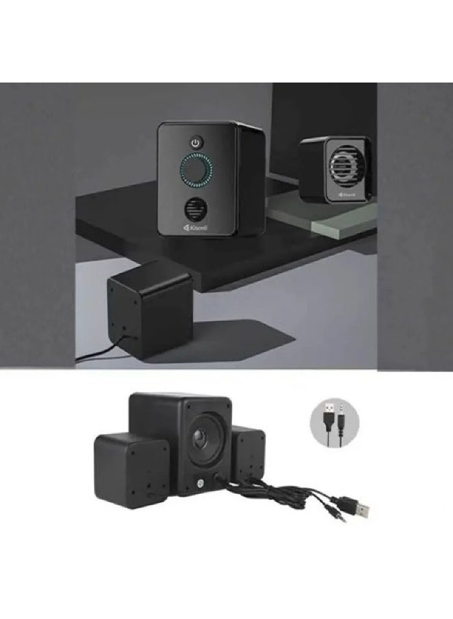 كيسونلي سماعات الكمبيوتر Kisonli U-3000BT بلوتوث 2.1 – أسود - Image 3