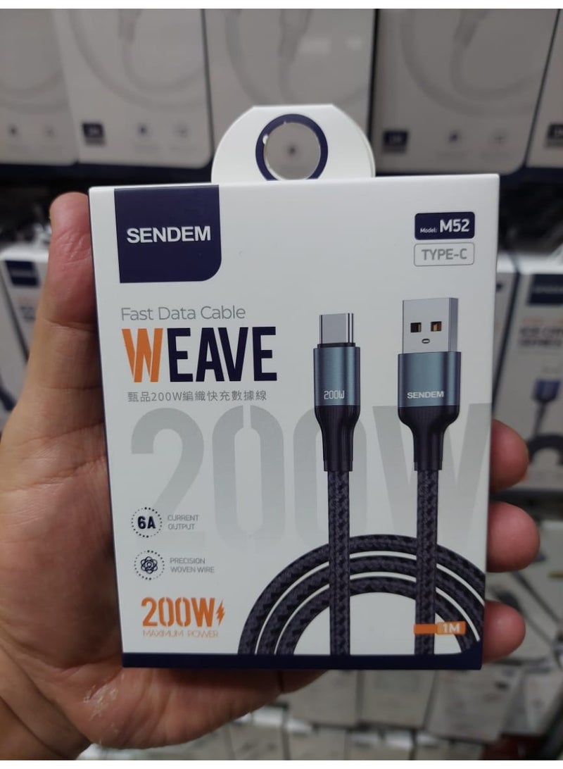 سيندم كابل شحن سريع بقوة 200 واط – متين ويدعم الشحن السريع ونقل البيانات متوافق معType-C - Image 2