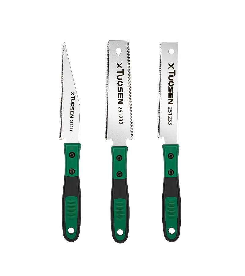 3 Pack Or Single Japanese Pull Saw Double Edged Pointed Saw Woodworking Hand Saw With Fine Teeth Precision Cutting For Wood And PVC Portable With Non Slip Handle Ideal For Woodworking - Image 3
