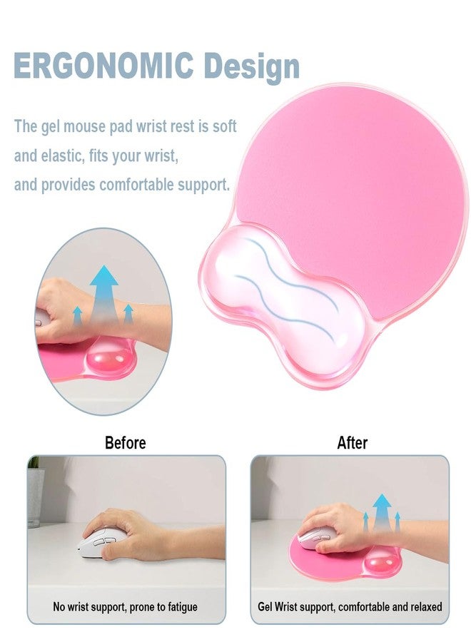 Sumgsn Gel Wrist Rest Set, Ergonomic Clear Cooling Wrist Rest Support Set with Non-Slip Base for Computer/Laptop/Gaming/Home/Office/Typing Pain Relief (Wave Shape, Gradient Pink) - Image 4
