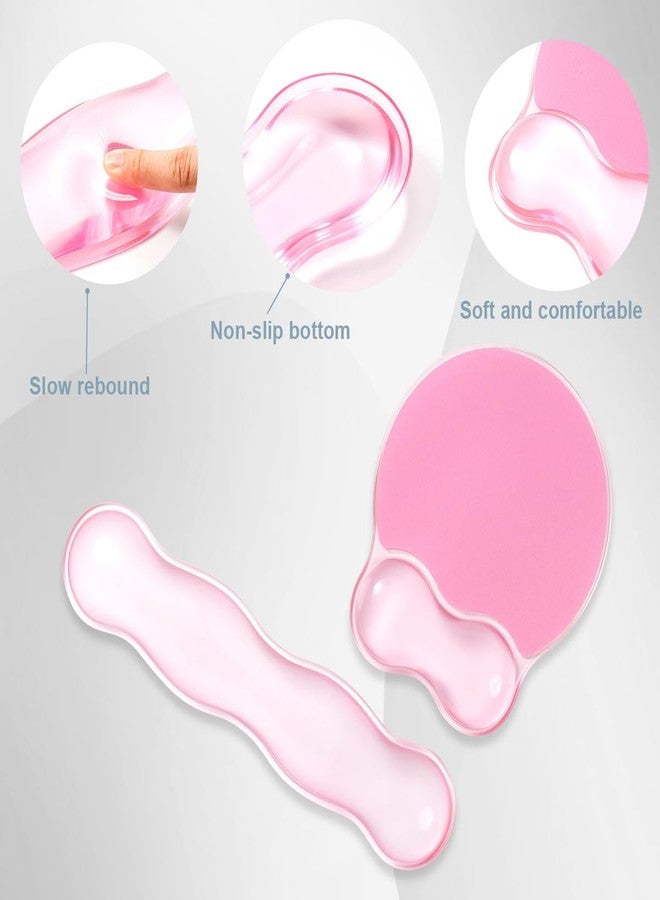 Sumgsn Gel Wrist Rest Set, Ergonomic Clear Cooling Wrist Rest Support Set with Non-Slip Base for Computer/Laptop/Gaming/Home/Office/Typing Pain Relief (Wave Shape, Gradient Pink) - Image 5