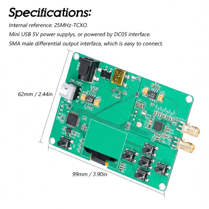 RF Generator Module Dot Swept Frequency Amplitude Adjustable 0.5PPM Radio Frequency Signal Source Circuit Board SMA Output Interface - Image 3