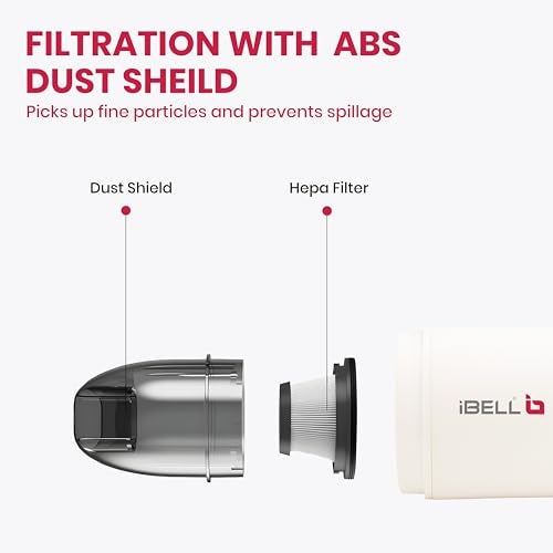 IBELL Cordless Car Vacuum Cleaner, 7KPa Suction Power, Portable Handheld Vacuum for Car & Home, HEPA Filter, Brush Head, Rechargeable (Model: Airforce) - Image 4