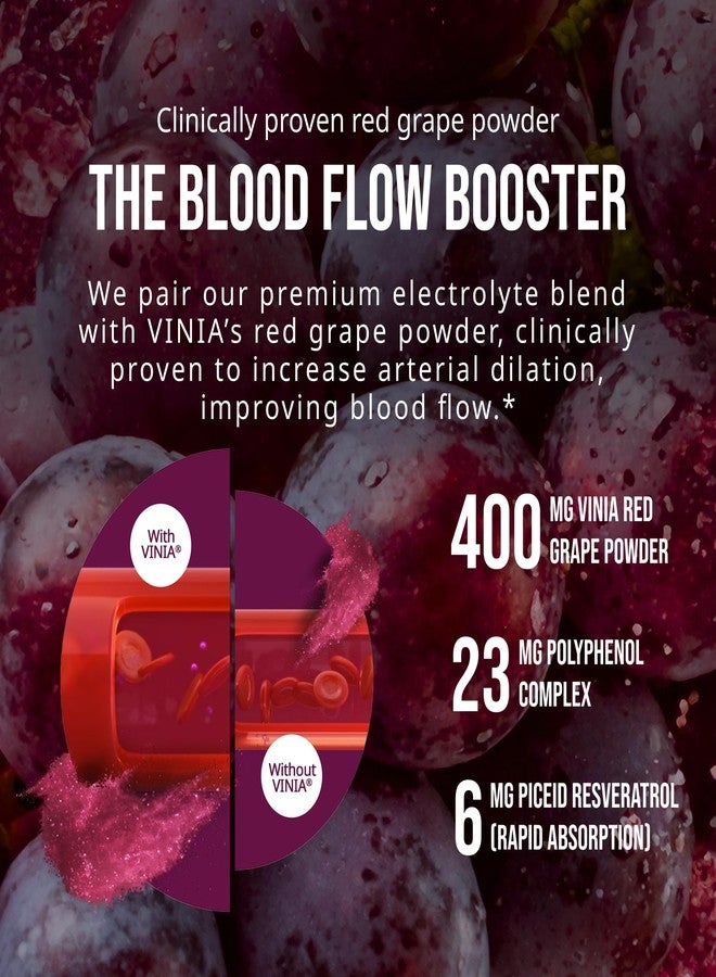 VINIA Resveratrol Electrolyte Hydration Powder Mix, Mix Berry | Boost Blood Flow & Circulation | Sea Salt, Coconut Water Potassium, Magnesium, Informed Sport Certified, 30 Sticks - Image 3