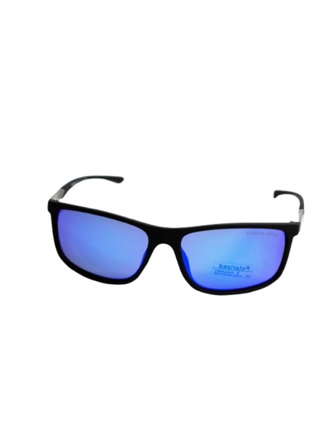Men UV Protection Square Sunglasses – Model S033, Blue Lens & Blue Frame - Image 1