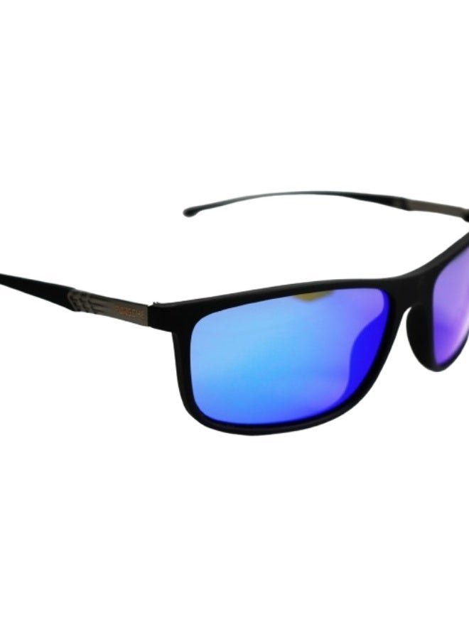 Men UV Protection Square Sunglasses – Model S033, Blue Lens & Blue Frame - Image 2