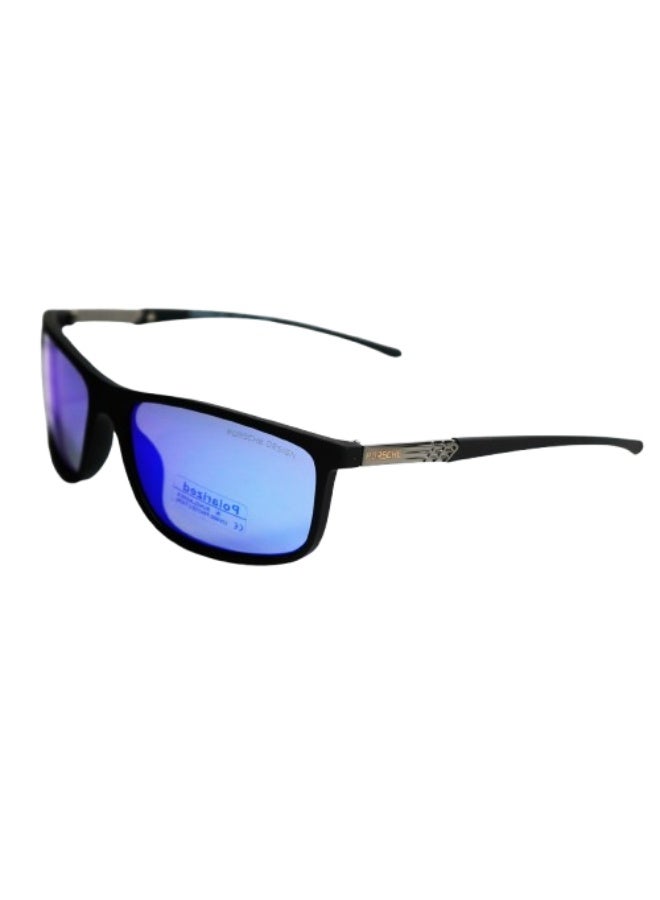 Men UV Protection Square Sunglasses – Model S033, Blue Lens & Blue Frame - Image 3
