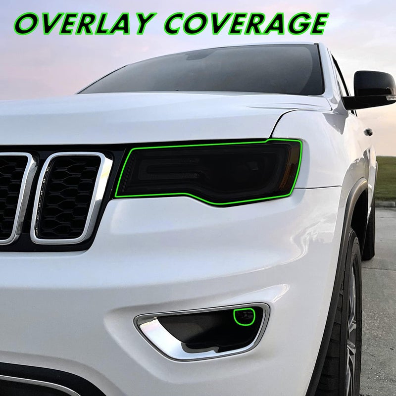 SlickMod PreCut Vinyl Smoke Tint for 2014-2021 Jeep Grand Cherokee Headlight & Foglight - 20% Dark Smoke - Image 2