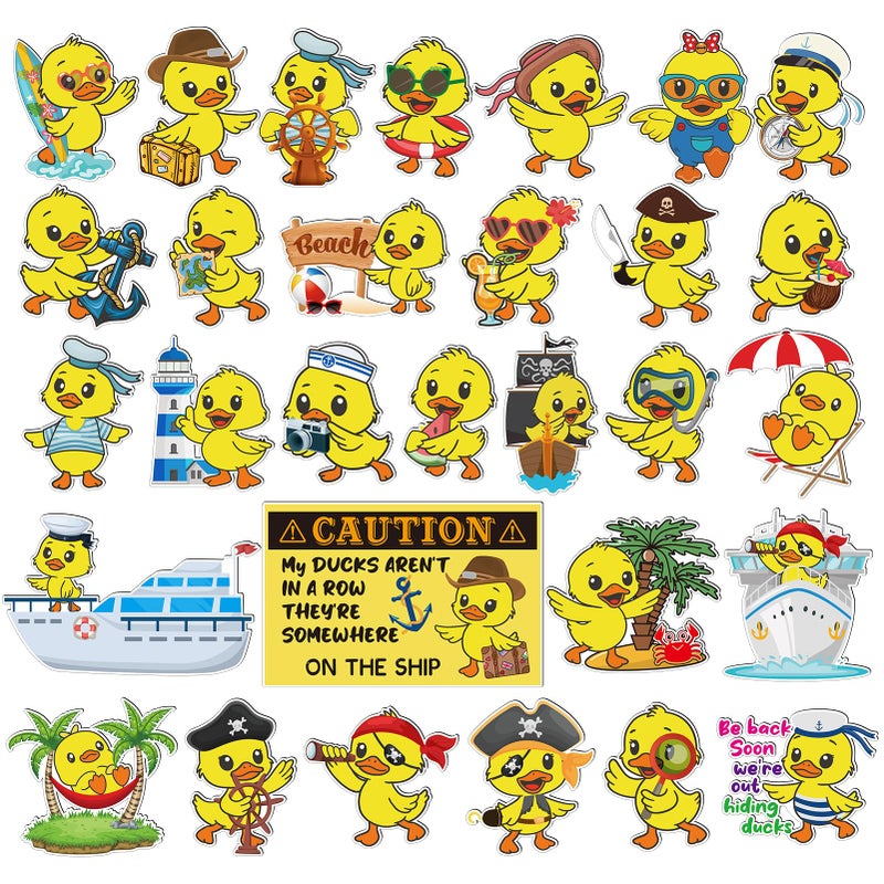 Ovveroche 30 Pcs Duck Cruise Door Magnets Decorations Funny Cruise Ducky Magnetic Stickers for Birthday Cabin Ship Carnival Refrigerator Office Car Accessories - Image 1