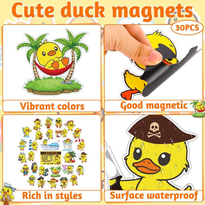 Ovveroche 30 Pcs Duck Cruise Door Magnets Decorations Funny Cruise Ducky Magnetic Stickers for Birthday Cabin Ship Carnival Refrigerator Office Car Accessories - Image 5