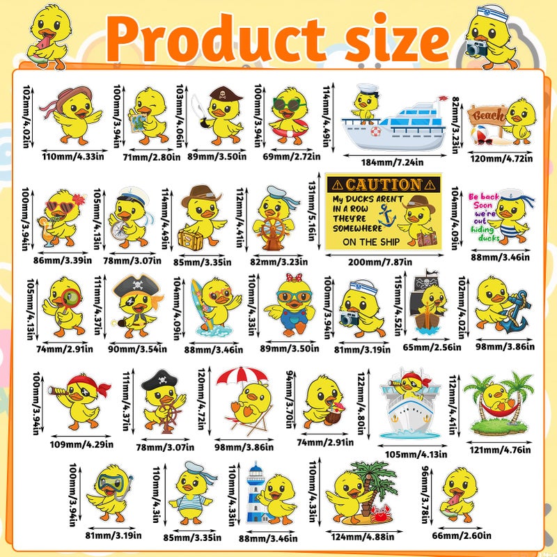 Ovveroche 30 Pcs Duck Cruise Door Magnets Decorations Funny Cruise Ducky Magnetic Stickers for Birthday Cabin Ship Carnival Refrigerator Office Car Accessories - Image 2