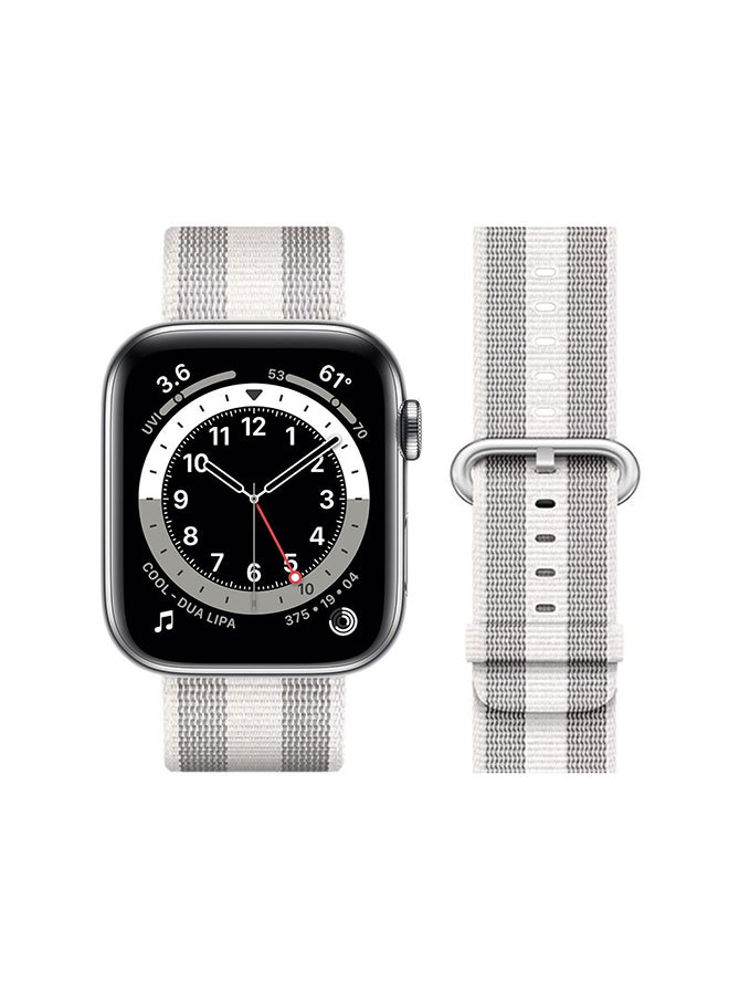 Perfii Nylon Replacement Band For Apple Watch Series 6/SE/5/4/3/2/1 White Stripe
