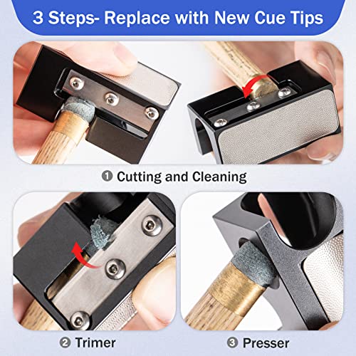 Adhafera Cue Tip Shaper, Upgraded 8 in 1 Aluminu Pool Cue Shaper, Pool Cue Accessories for Replacement and Shaping Cue Tips - Image 3