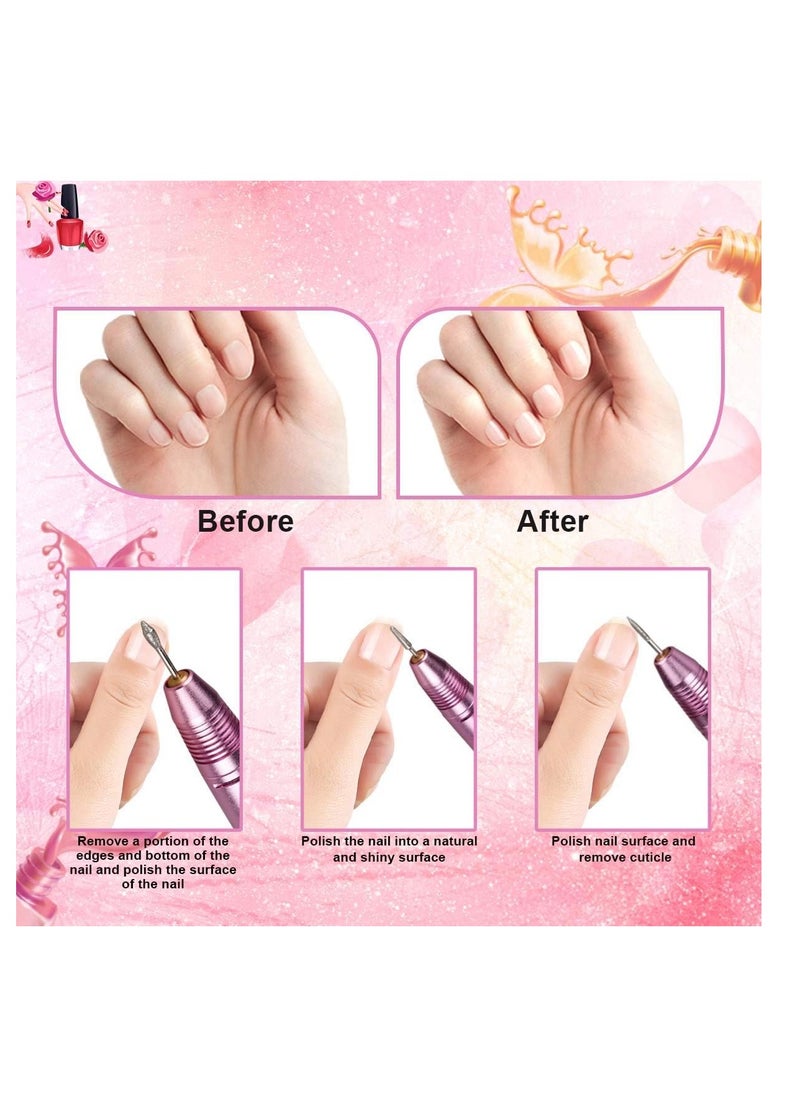 globalstar Globalstar Electric Nail Drill Pen Shape File Grinder Portable - Professional Manicure Pedicure Tool for Salon Quality Nails at Home, Pink  - Image 4
