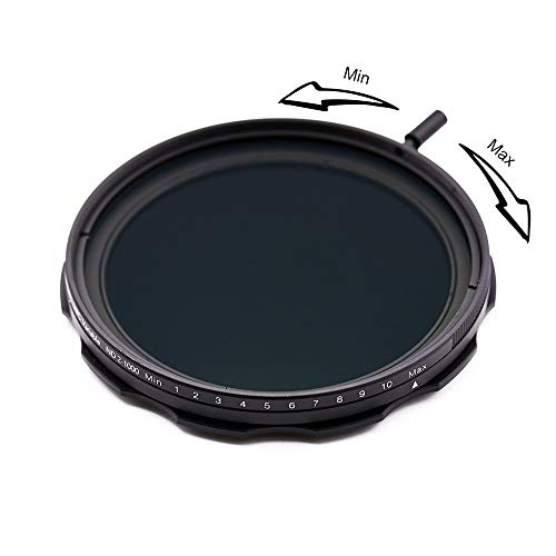 JONGSUN 77mm Variable ND Filter, S-Pro MRC 16 Layers Nano Coatings, More Than 10 Stop ND2-ND1000 Stepless Adjustment Graduated, Lens Cloth Kit,Camera Neutral Density Filter - Image 2
