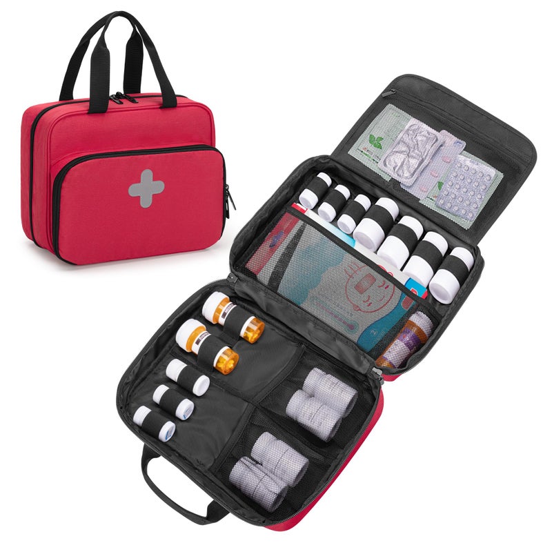 CURMIO Pill Bottle Organizer Portable Medicine Bag, Lockable Prescription Bottle Storage for Pill Bottles, Vitamins, Medical Supplements for Home Storage and Travel, Gray (Empty Medicine Bag) - Image 1