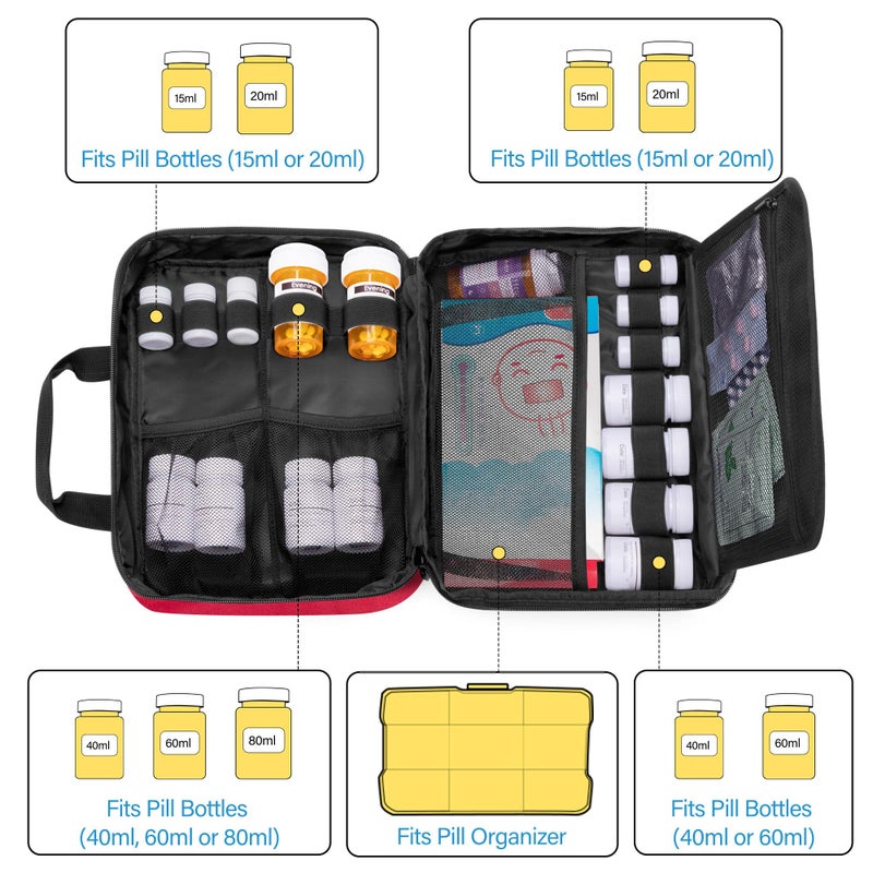CURMIO Pill Bottle Organizer Portable Medicine Bag, Lockable Prescription Bottle Storage for Pill Bottles, Vitamins, Medical Supplements for Home Storage and Travel, Gray (Empty Medicine Bag) - Image 3