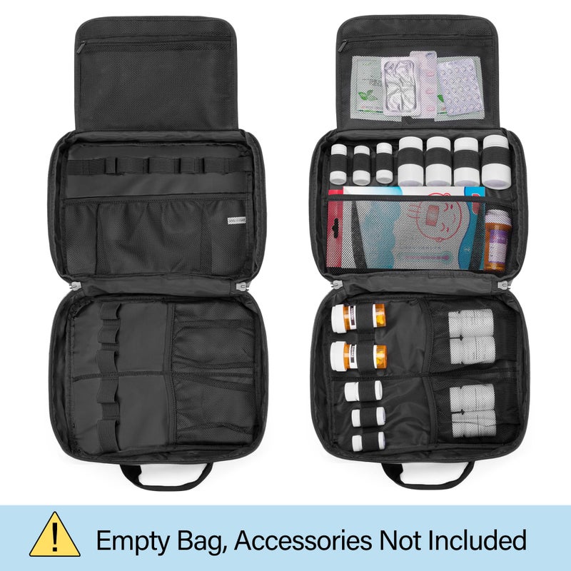CURMIO Pill Bottle Organizer Portable Medicine Bag, Lockable Prescription Bottle Storage for Pill Bottles, Vitamins, Medical Supplements for Home Storage and Travel, Gray (Empty Medicine Bag) - Image 2