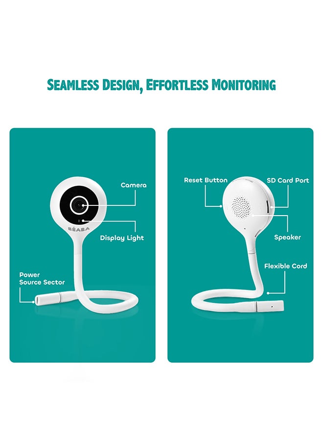 BEABA Zen Connect Smart Wi-Fi Baby Video Monitor – White  - Image 4