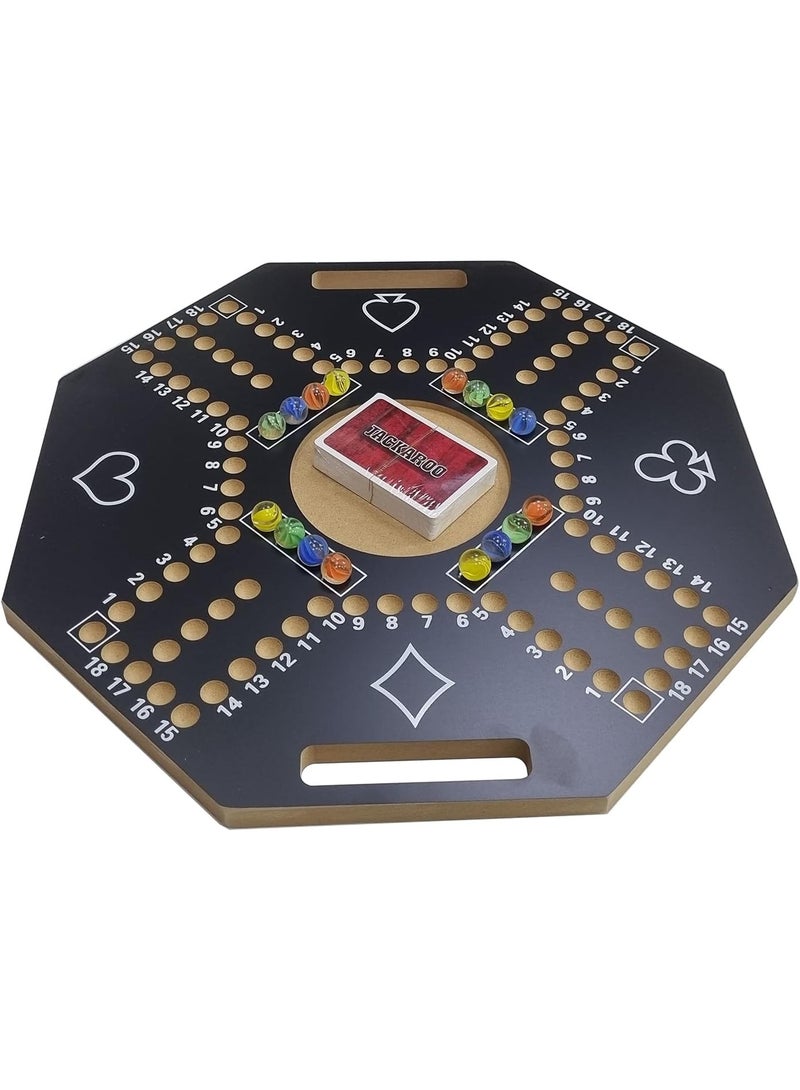 MUNTAQI Jackaroo Board Game – JKG 1 Wooden Hexagonal Board Game 40x40cm, Classic Family Strategy Game with Marbles & Cards, Multiplayer Party Game for Adults & Kids, Durable Wooden Jackaroo Set - Image 5