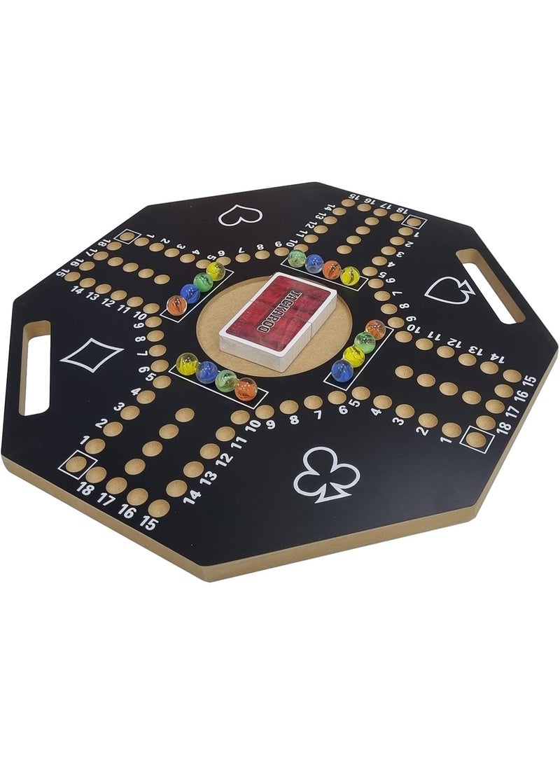 MUNTAQI Jackaroo Board Game – JKG 1 Wooden Hexagonal Board Game 40x40cm, Classic Family Strategy Game with Marbles & Cards, Multiplayer Party Game for Adults & Kids, Durable Wooden Jackaroo Set - Image 2