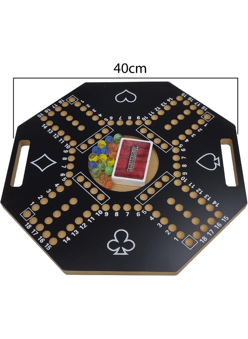 MUNTAQI Jackaroo Board Game – JKG 1 Wooden Hexagonal Board Game 40x40cm, Classic Family Strategy Game with Marbles & Cards, Multiplayer Party Game for Adults & Kids, Durable Wooden Jackaroo Set - Image 4