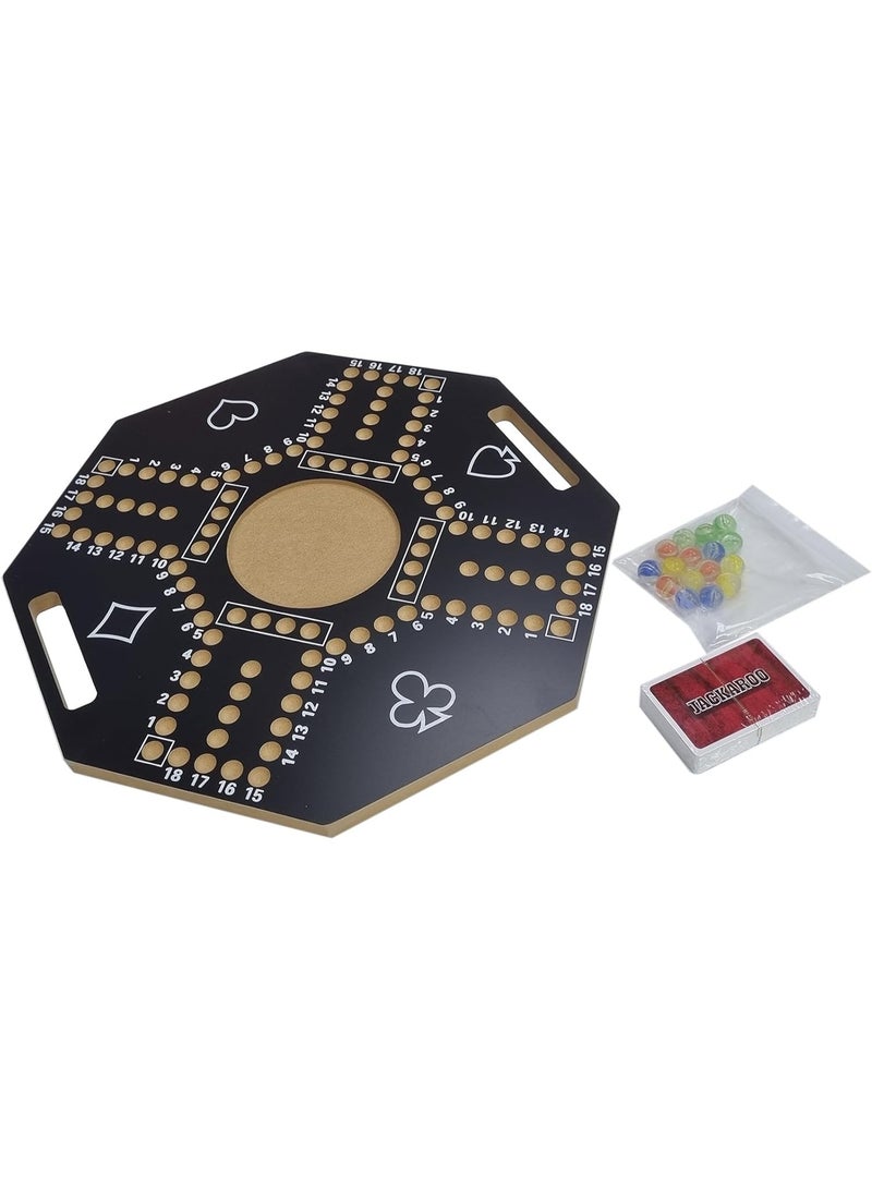 MUNTAQI Jackaroo Board Game – JKG 1 Wooden Hexagonal Board Game 40x40cm, Classic Family Strategy Game with Marbles & Cards, Multiplayer Party Game for Adults & Kids, Durable Wooden Jackaroo Set - Image 3