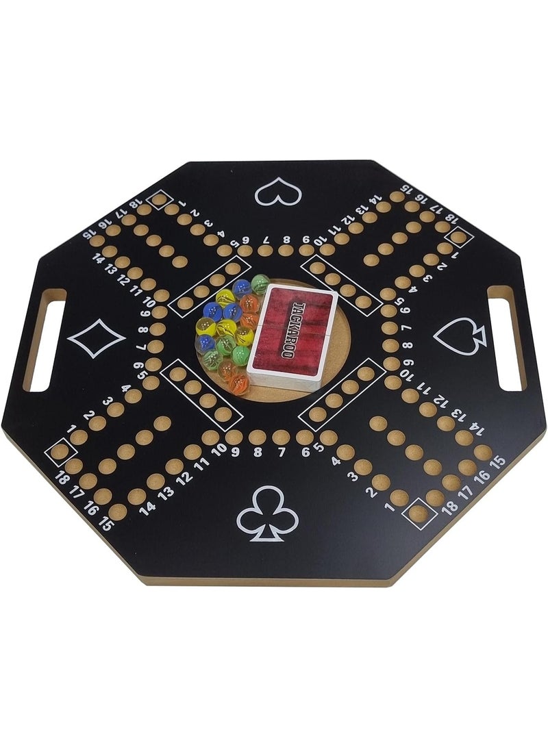 MUNTAQI Jackaroo Board Game – JKG 1 Wooden Hexagonal Board Game 40x40cm, Classic Family Strategy Game with Marbles & Cards, Multiplayer Party Game for Adults & Kids, Durable Wooden Jackaroo Set - Image 1