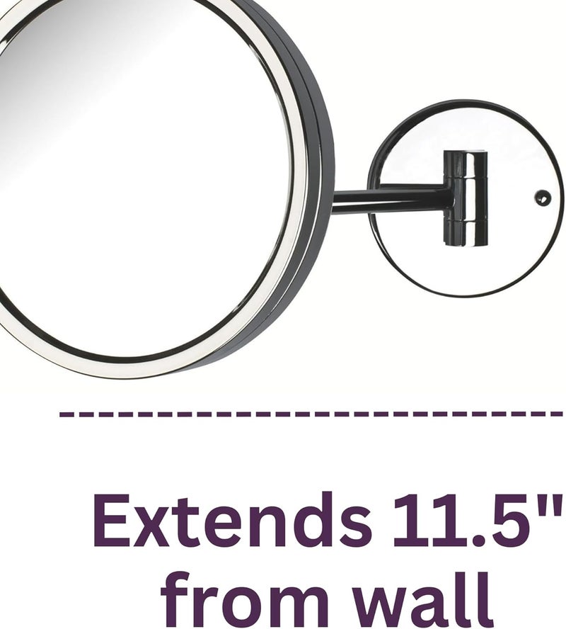 Jerdon JD13C 8.5-Inch Adjustable Wall Mount Makeup Mirror with 5x Magnification and Chrome Finish - Image 3