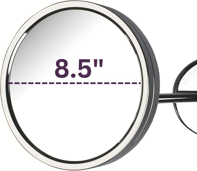 Jerdon JD13C 8.5-Inch Adjustable Wall Mount Makeup Mirror with 5x Magnification and Chrome Finish - Image 2