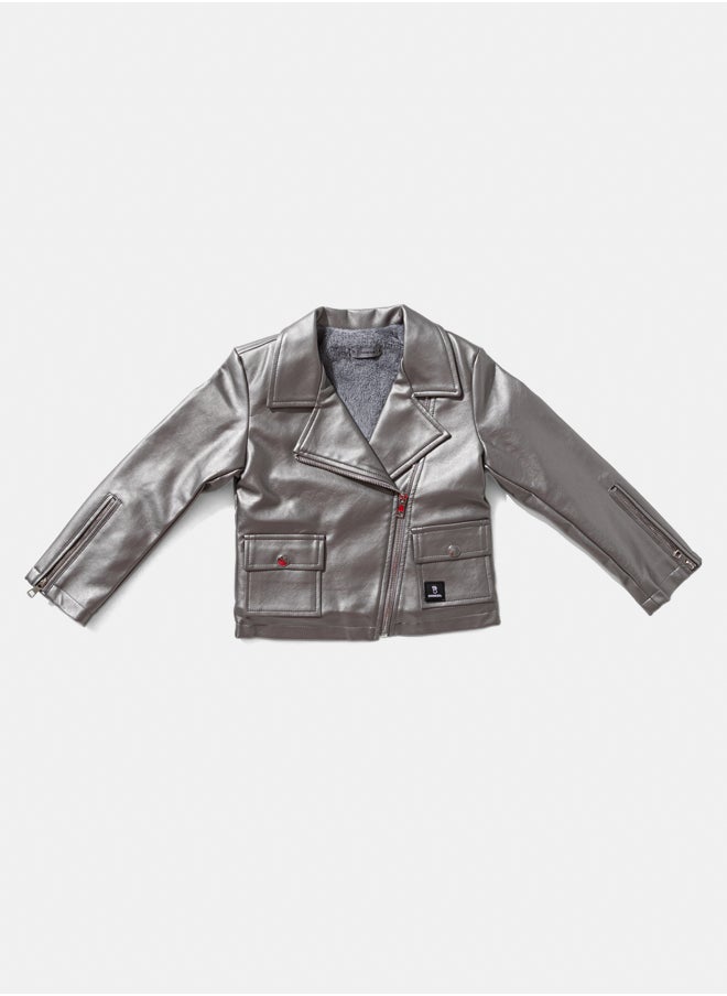 OWNKIDS Kids Girls Leather Jacket 