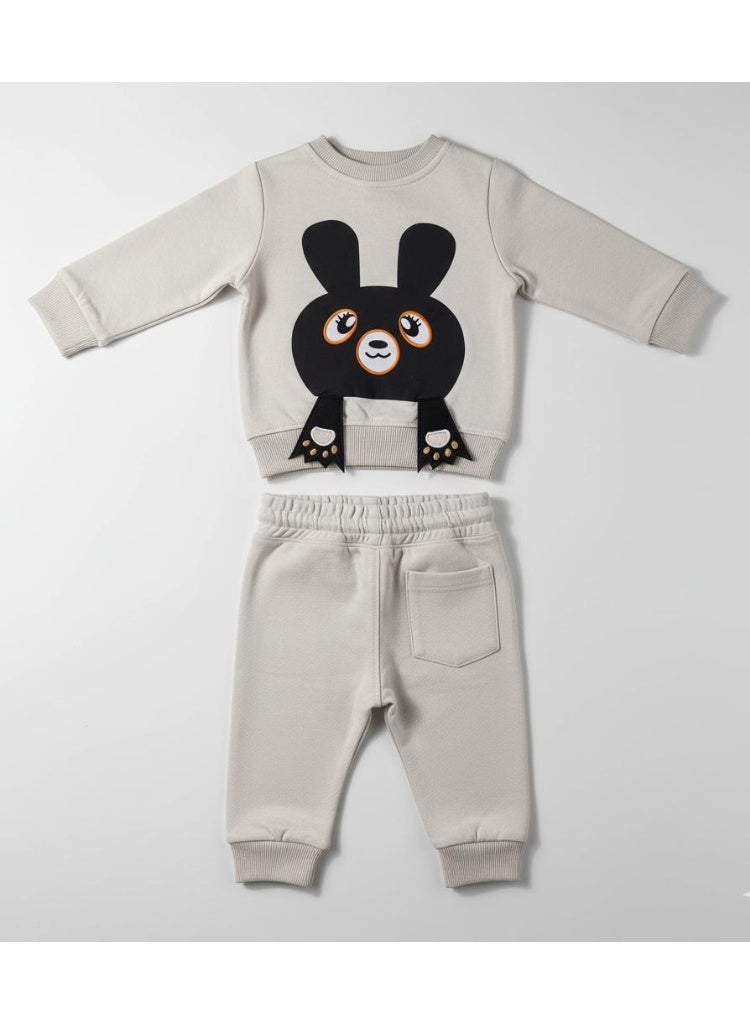 LOOFI Boys' kids' clothing set, 2 pieces: sweatshirt and winter sweatpants - beige - Image 3