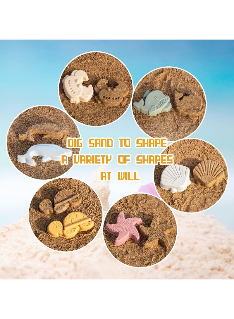 جورونب ٩ قطع من ألعاب الشاطئ المصنوعة من السيليكون، مع دلو رمل، مجرفة، ٦ قوالب ثلاثية الأبعاد بطابع بحري، وحقيبة شاطئ شبكية محمولة، مجموعة ألعاب رمل خارجية للأطفال الصغار، من ٣ إلى ٨ سنوات (بنفسجي وردي) - Image 4