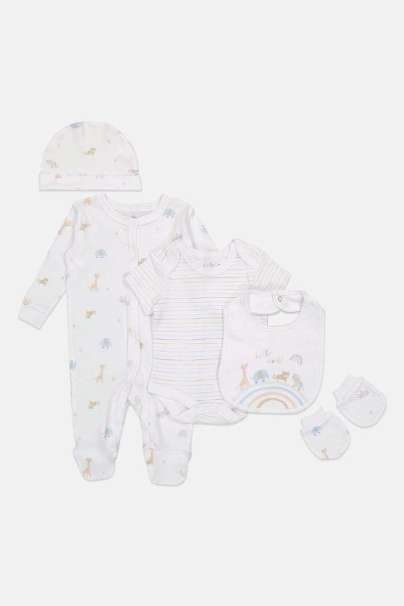 Rock-A-Bye Baby Boutique Toddlers Boy 5 Piece Graphic Print Hanging Gift Set, Multicolor - Image 4
