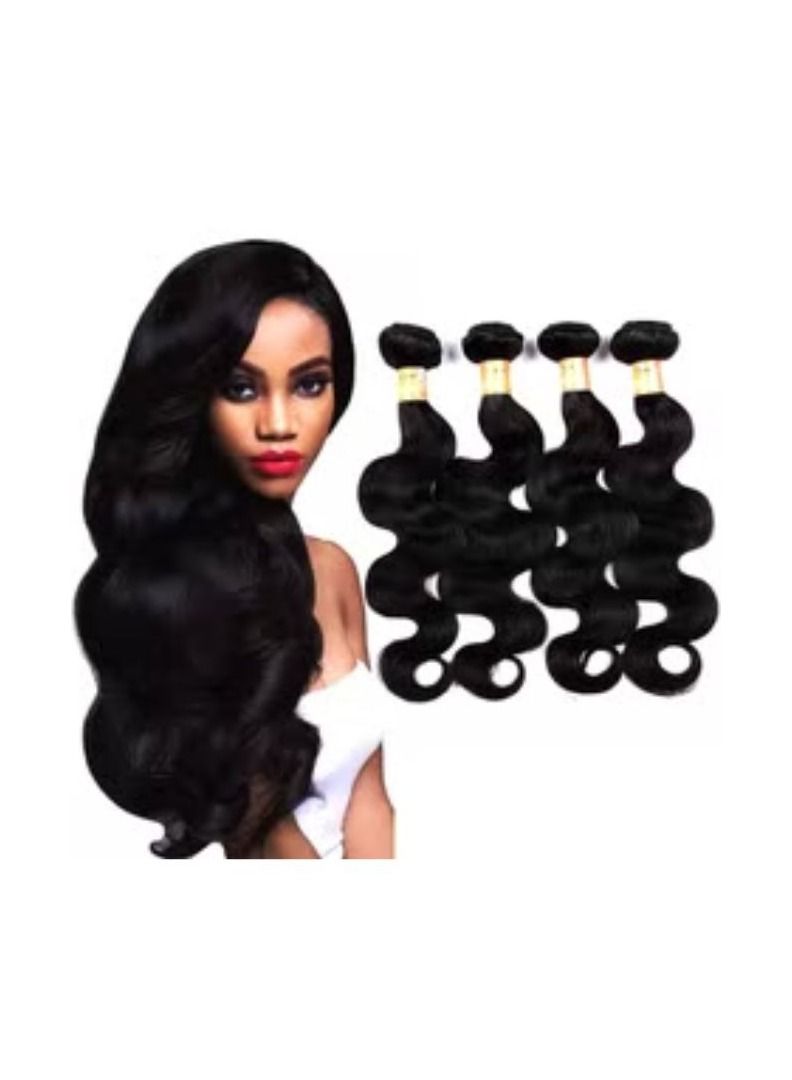 4-Piece Natural Human Hair Extension Black 100g