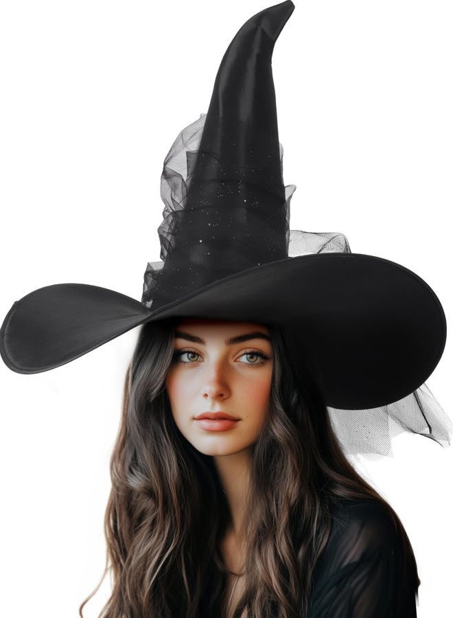 HOMELEX Halloween Women Witch Hat for Large Head Adult Costume Accessory Wicked Cosplay - Image 1