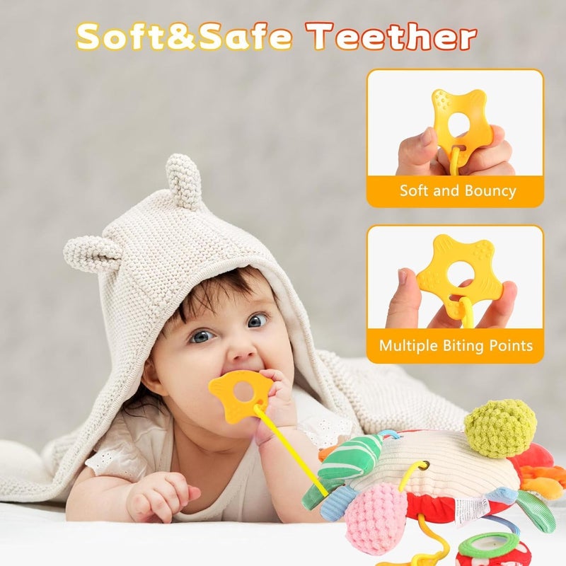 SKY-TOUCH Crab Car Seat Toy for Babies - Multi-Sensory Infant Stroller Toy with Mirror, Bell, Rattles, Crinkle,  Teether - Image 4