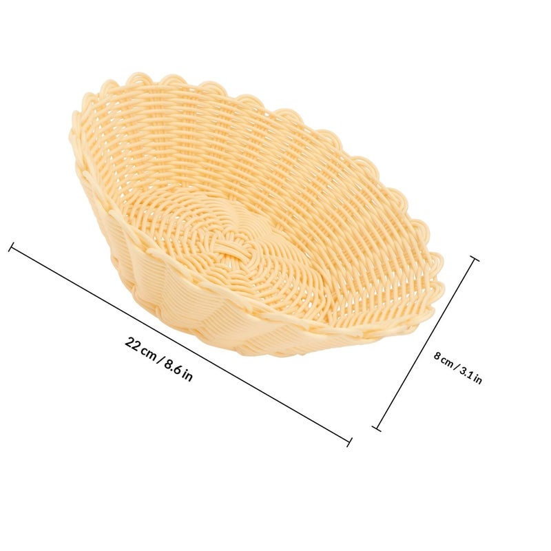 Simulated Rattan Storage Basket 22x8cm Plastic Fruit Snack Organizer Tray for Kitchen Dining - Image 3