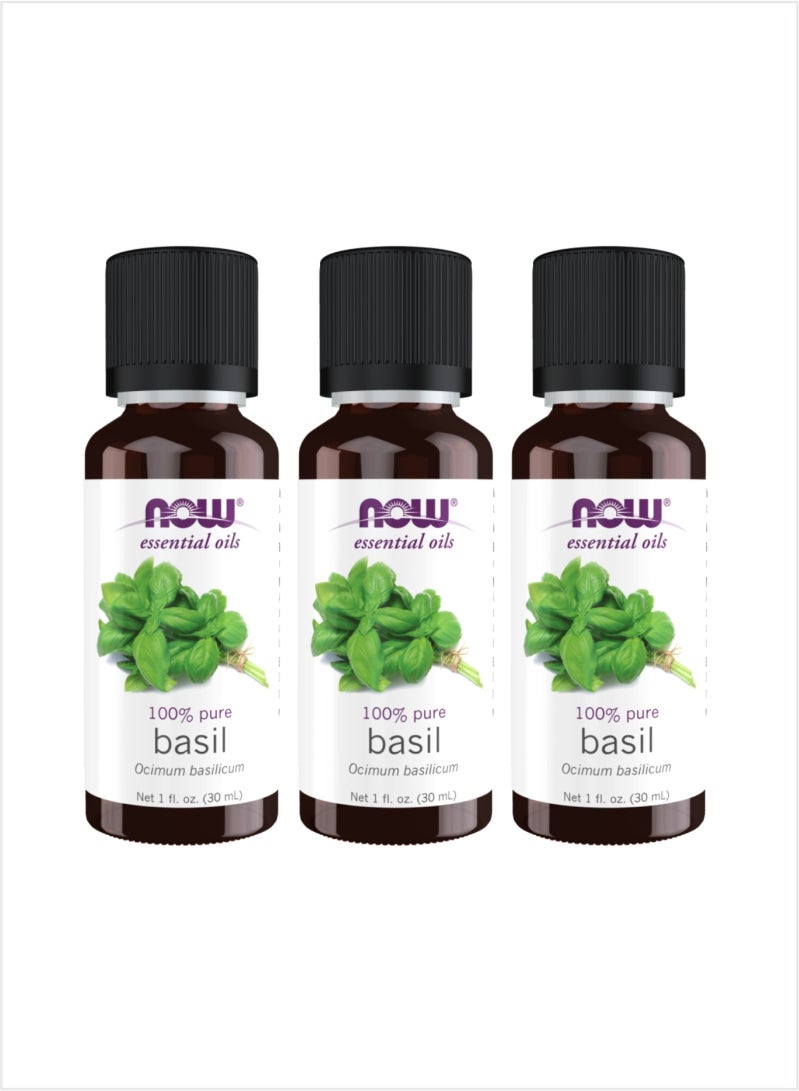 NOW Basil Essential Oil - Refreshing Blend, 30ml (Pack of 3)