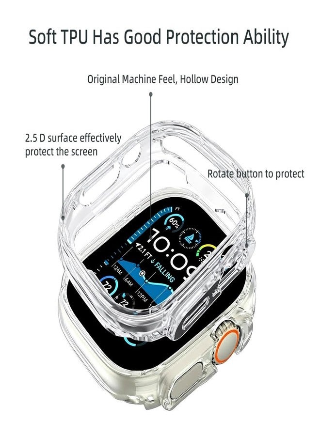 PENOM 2 Pack for Apple Watch Ultra 3/2/1 Case 49mm Soft TPU Shockproof for Apple Watch Cover -Clear （No Screen Protector ） - Image 4