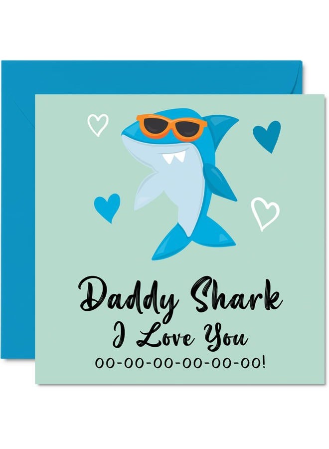 Stuff4 Daddy Fathers Day Card Daddy Shark - Birthday Cards for Daddy from Daughter Son, Happy Birthday Daddy, Toddler Baby 1st Father's Day, 145mm x 145mm Seasonal Dad Papa Funny Greeting Cards - Image 1