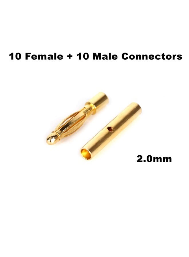 Ruimou 10 Pairs 2.0 mm Female/Male Bullet Banana Terminals Connectors Replacement,for RC Battery Motor Accessories - Image 3