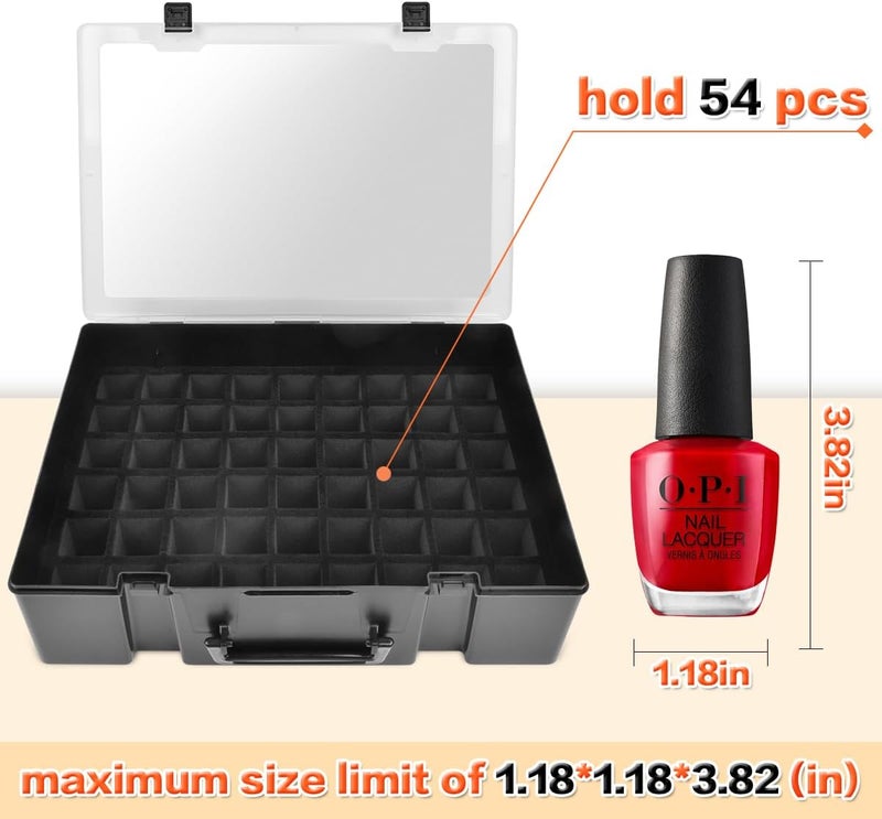 ALCYON Universal Nail Polish Holder & Organizer Contains 54 Bottles for Gellen, for Beetles, for Sally Hansen, for OPI, for Essie and Other Fingernail Polish (ONLY A CASE)-Black - Image 3