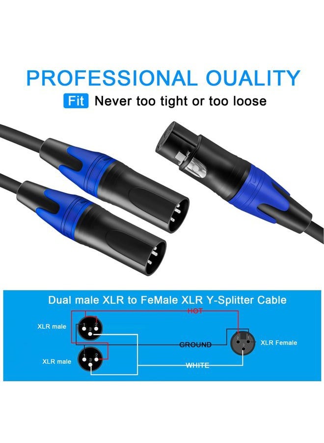 Seefeful 1 Male to 2 Female XLR Y Splitter Micrphone Cable, 3pin XLR Female to Dual XLR Male Y-Splitter Balanced Mic Audio Cables for Stereo Mic to L & R Audio Track (11.8 inches / 2 Pack) - Image 4