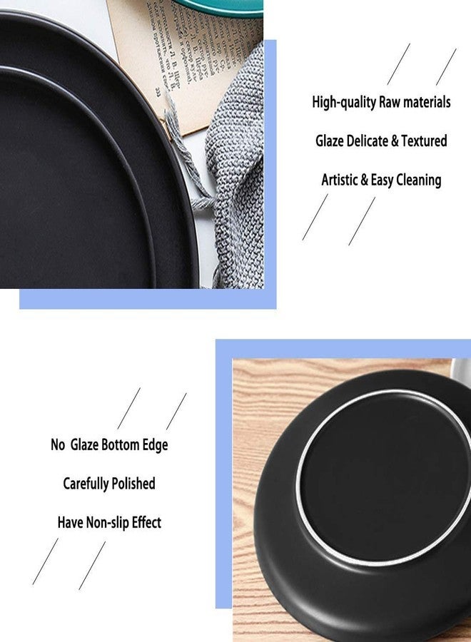 BonNoces Matte Black Porcelain Dinner Plate, 10-Inch Large Elegant Round Serving Plate Set Perfect for Steak, Pasta, Dessert and Salad, Set of 6 - Image 4