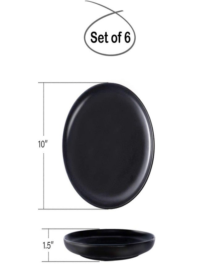 BonNoces Matte Black Porcelain Dinner Plate, 10-Inch Large Elegant Round Serving Plate Set Perfect for Steak, Pasta, Dessert and Salad, Set of 6 - Image 2