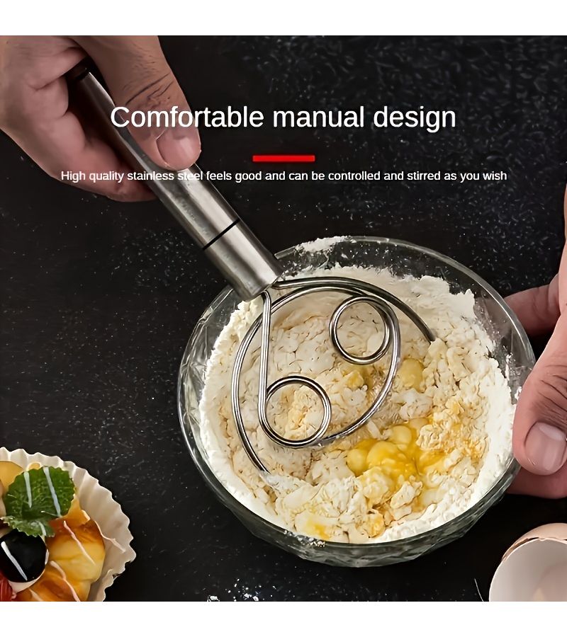 Stainless Steel Handheld Dough Mixer 1pc for Baking Egg Beating Cooking - Image 2