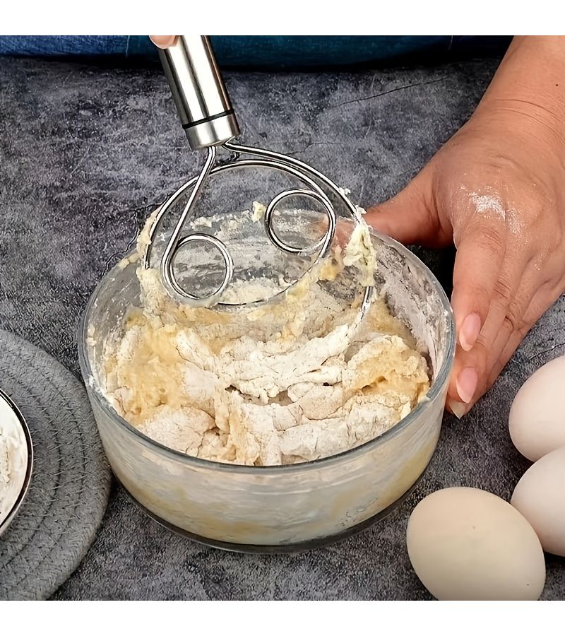 Stainless Steel Handheld Dough Mixer 1pc for Baking Egg Beating Cooking - Image 3